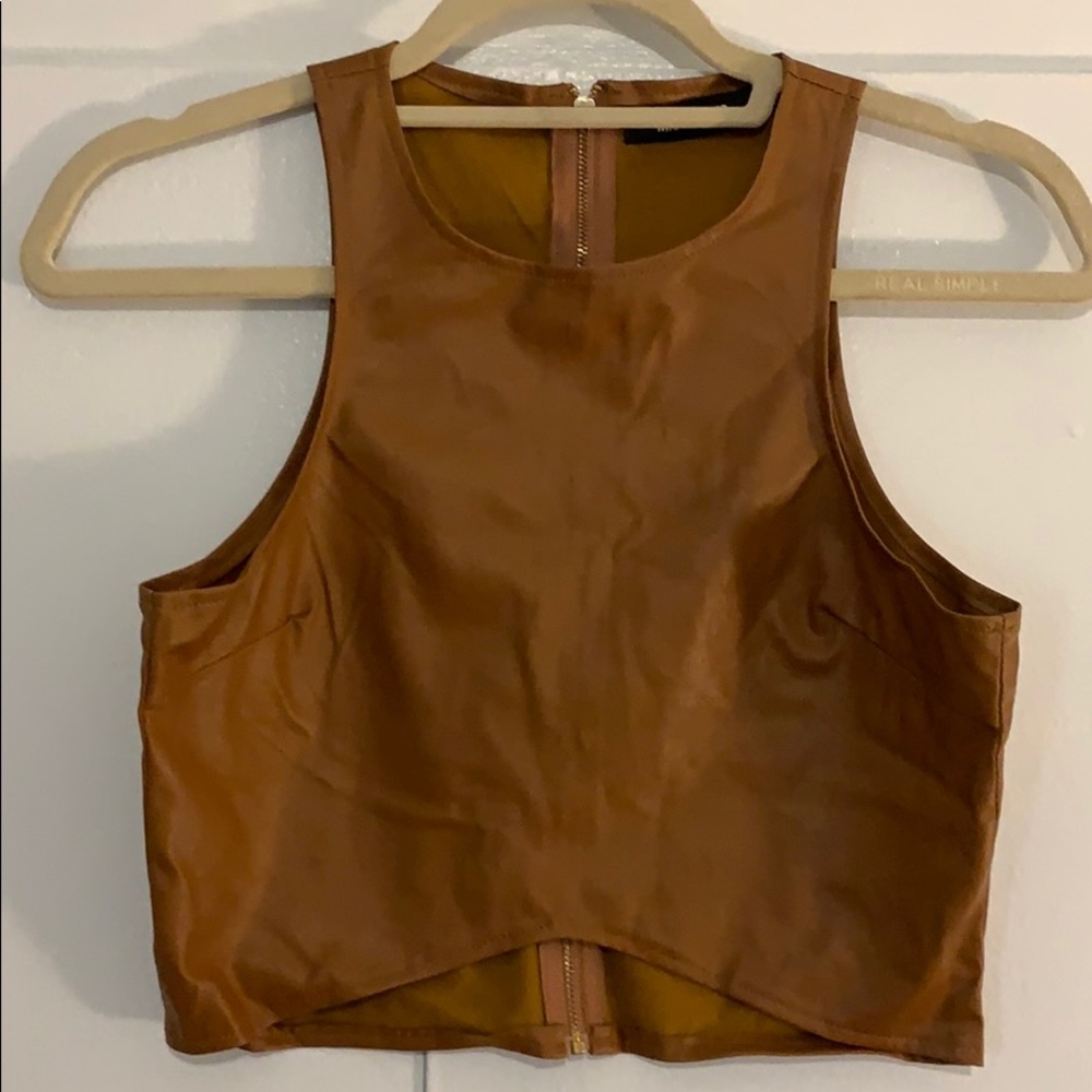 PU leather crop top
